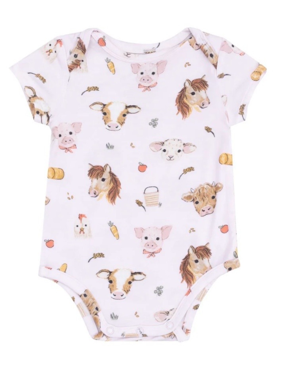 Angel Dear Short Sleeve Bodysuit Vintage Animal Faces Pink, Baby Girl 0-3 m, NWT